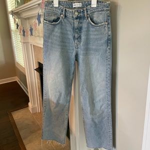 Zara Light Wash High Waisted Straight Leg Jeans